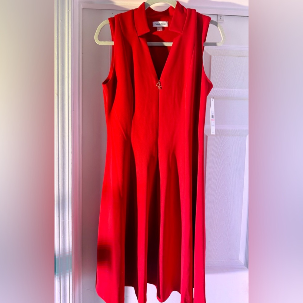 Calvin Klein Vibrant Red Midi Dress